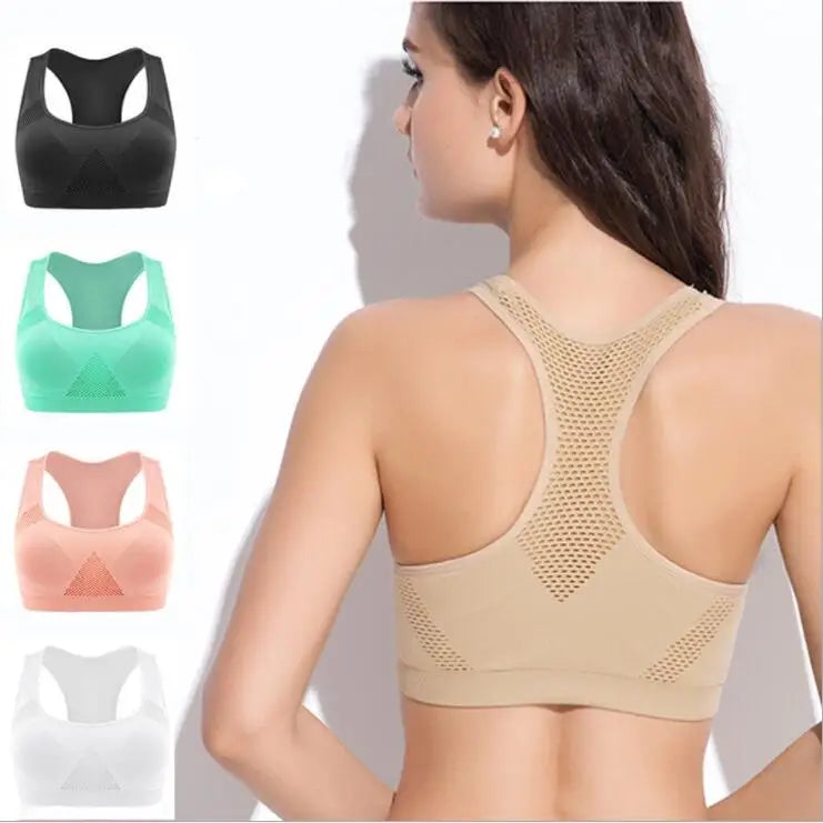 M-6XL Women Hollow Out Fitness Yoga Sports Bra For Running Gym Padded push up Seamless Top Athletic Vest brassiere