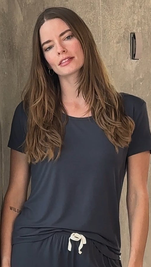 Women’s Bamboo Lounge Set - Lounge T-Shirt + Lounge Shorts - FlexHer