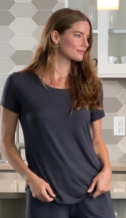 Women’s Bamboo Lounge Set - Lounge T-Shirt + Lounge Shorts - FlexHer